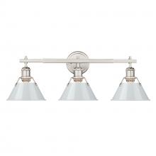  3306-BA3 PW-DB - Orwell PW 3 Light Bath Vanity in Pewter with Dusky Blue shades